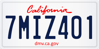 CA license plate 7MIZ401