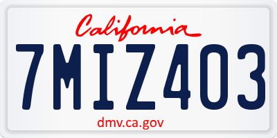 CA license plate 7MIZ403