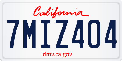 CA license plate 7MIZ404