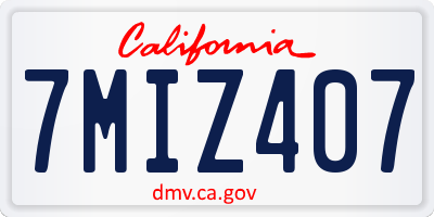 CA license plate 7MIZ407
