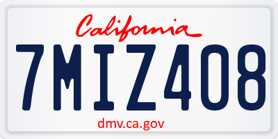 CA license plate 7MIZ408