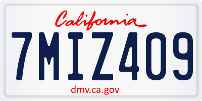 CA license plate 7MIZ409
