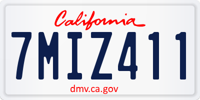 CA license plate 7MIZ411