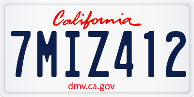 CA license plate 7MIZ412