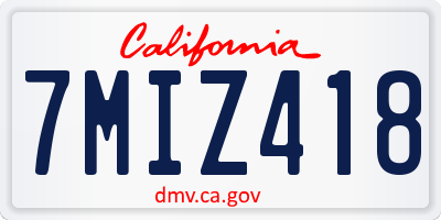 CA license plate 7MIZ418