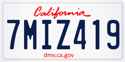CA license plate 7MIZ419