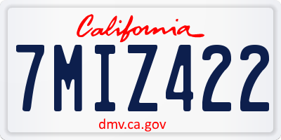 CA license plate 7MIZ422