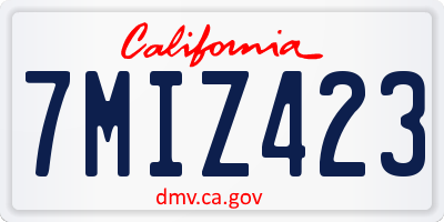 CA license plate 7MIZ423