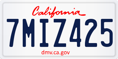 CA license plate 7MIZ425