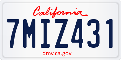 CA license plate 7MIZ431