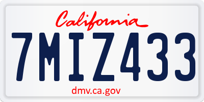 CA license plate 7MIZ433