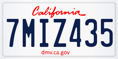 CA license plate 7MIZ435