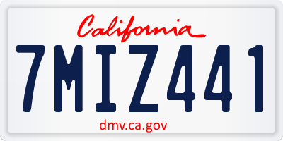 CA license plate 7MIZ441