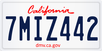 CA license plate 7MIZ442
