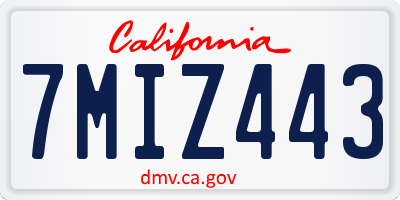 CA license plate 7MIZ443