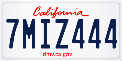 CA license plate 7MIZ444