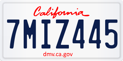 CA license plate 7MIZ445