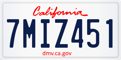 CA license plate 7MIZ451