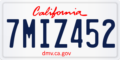 CA license plate 7MIZ452