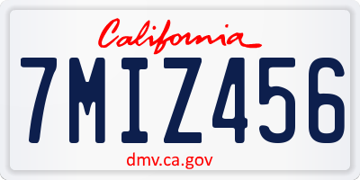 CA license plate 7MIZ456