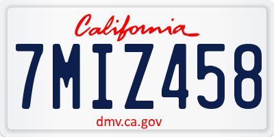 CA license plate 7MIZ458