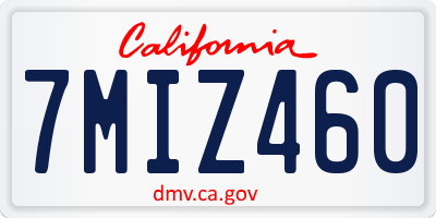 CA license plate 7MIZ460
