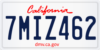 CA license plate 7MIZ462