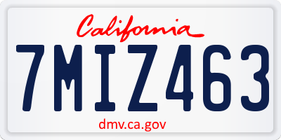 CA license plate 7MIZ463