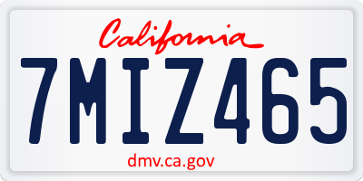 CA license plate 7MIZ465