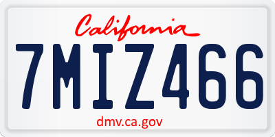CA license plate 7MIZ466