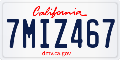 CA license plate 7MIZ467