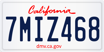 CA license plate 7MIZ468