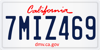 CA license plate 7MIZ469