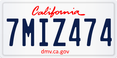 CA license plate 7MIZ474
