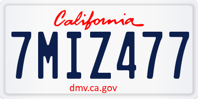 CA license plate 7MIZ477