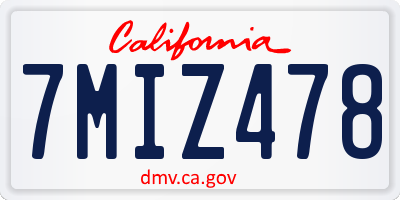 CA license plate 7MIZ478