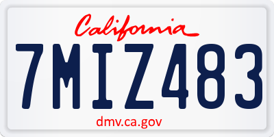 CA license plate 7MIZ483
