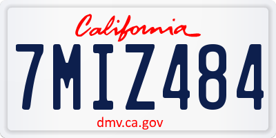 CA license plate 7MIZ484