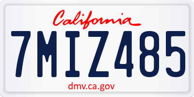 CA license plate 7MIZ485