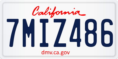 CA license plate 7MIZ486