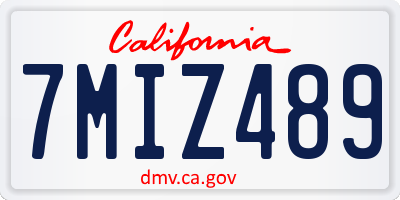 CA license plate 7MIZ489