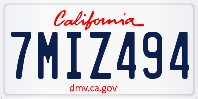 CA license plate 7MIZ494