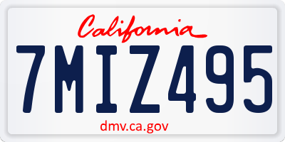 CA license plate 7MIZ495