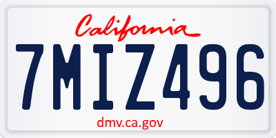 CA license plate 7MIZ496