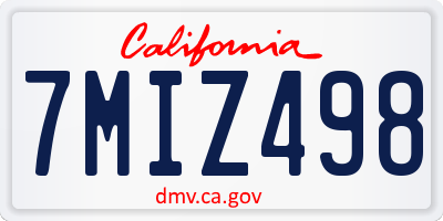 CA license plate 7MIZ498
