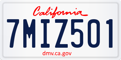 CA license plate 7MIZ501