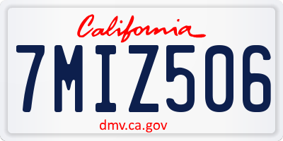 CA license plate 7MIZ506