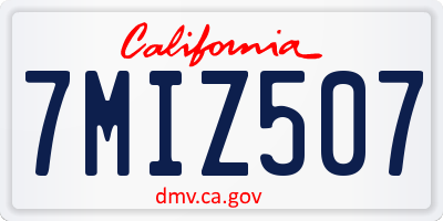 CA license plate 7MIZ507