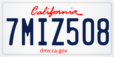 CA license plate 7MIZ508