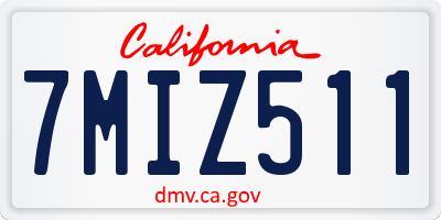 CA license plate 7MIZ511